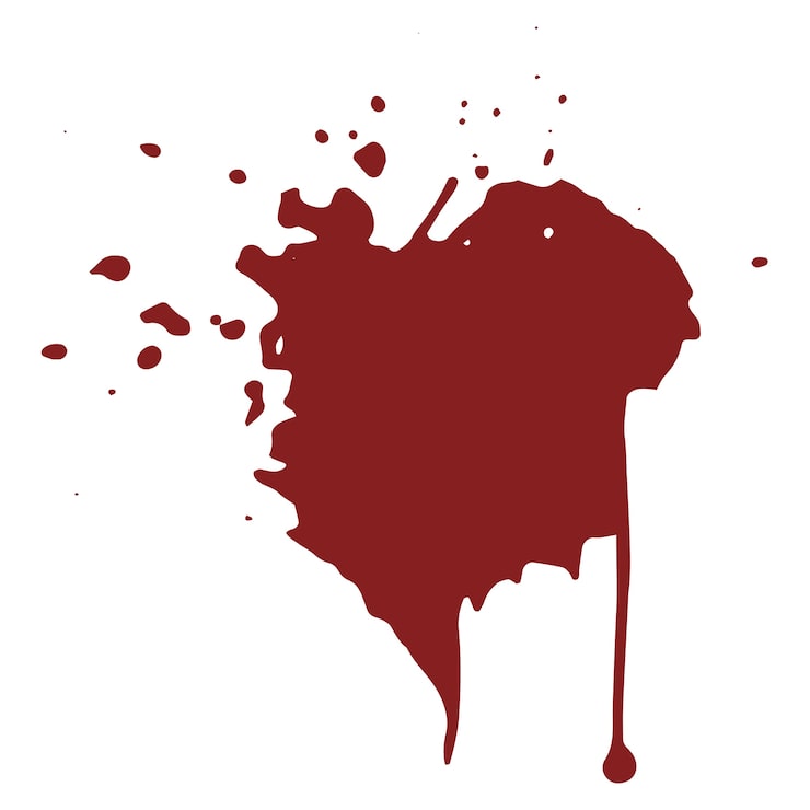PSD gratuito se ha aislado una salpicadura de sangre extraída a mano.