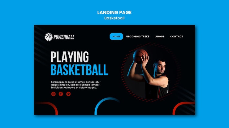 PSD Gratis halaman arahan untuk bermain game bola basket