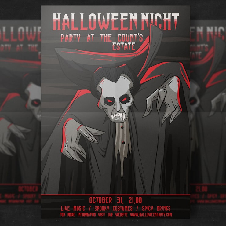 PSD gratuito halloween plantilla de volante de fiesta