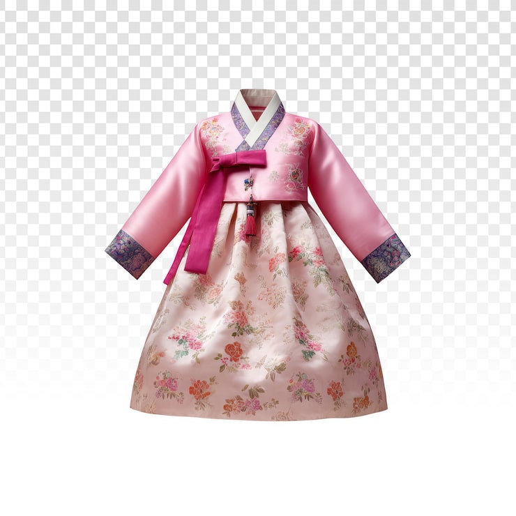 PSD gratuito hanbok floral rosa vibrante para niños
