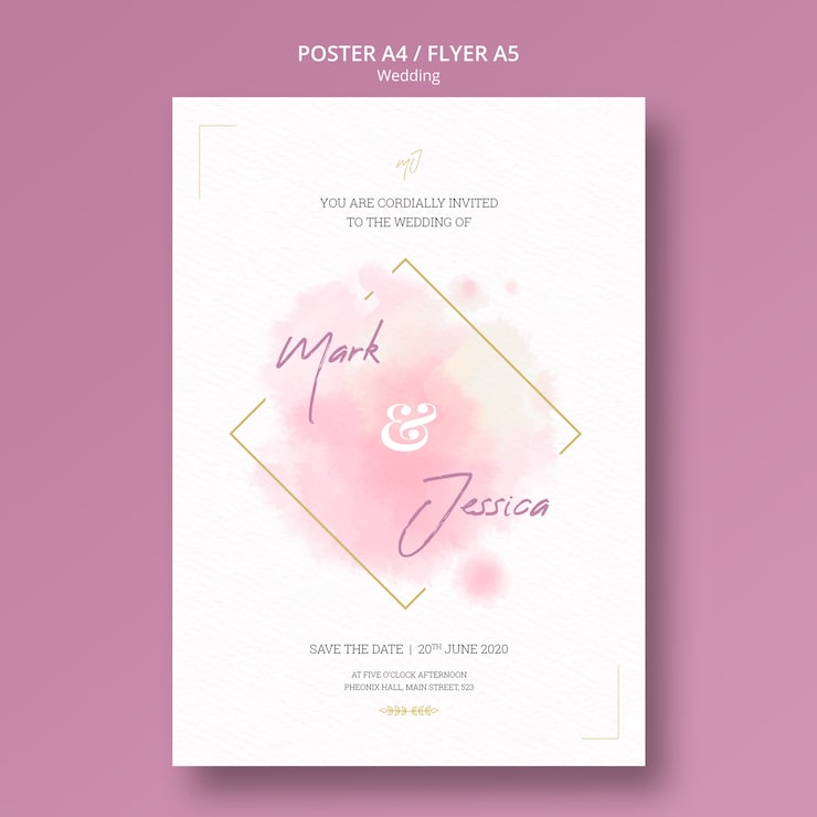 PSD gratuito hermosa maqueta de póster de boda