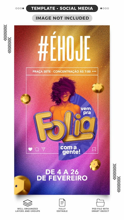 PSD gratuito historias de redes sociales hoy es carnaval, ¡ven a festejar con nosotros!