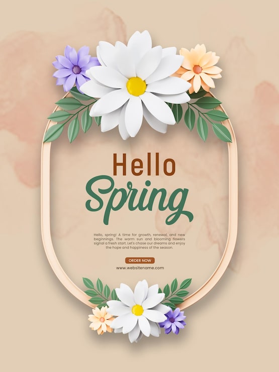 PSD gratuito hola plantilla de cartel vertical floral de primavera