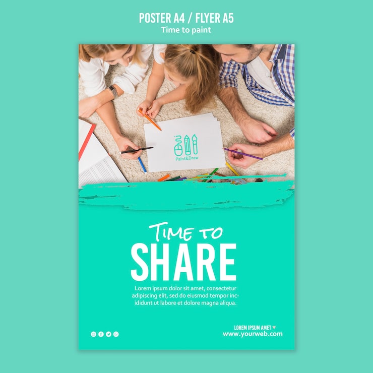 PSD gratuito hora de pintar plantilla de póster