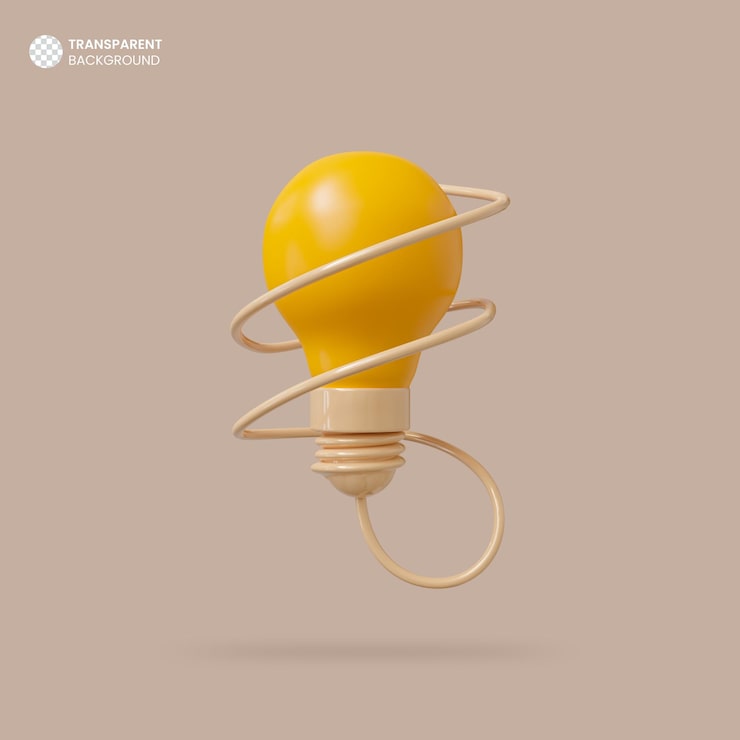 PSD gratuito icono 3d aislado de luz de idea creativa