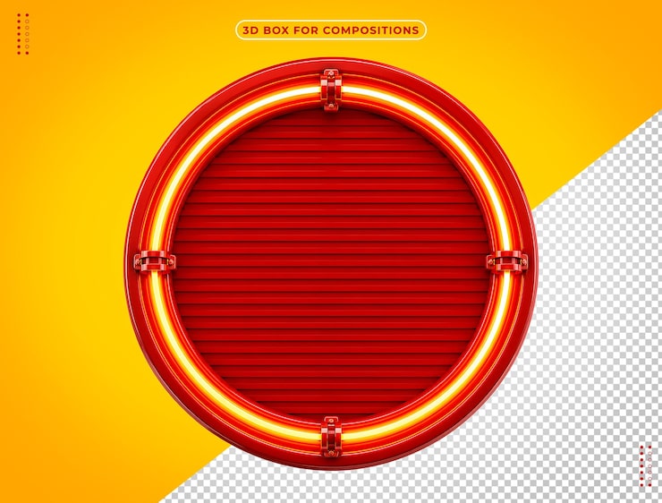 PSD gratuito icono 3d redondo de neón rojo para composición