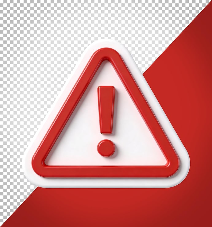 PSD gratuito icono 3d de signo de exclamación de advertencia rojo