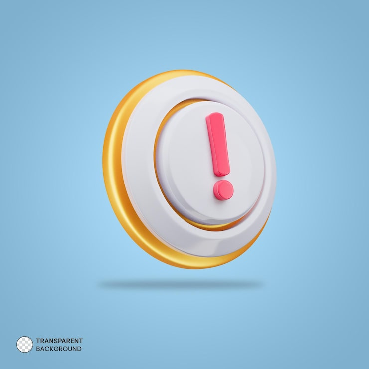PSD gratuito icono de botón exclamatorio aislado 3d render ilustración