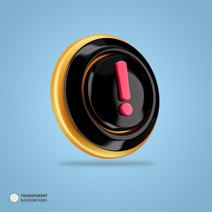 PSD gratuito icono de botón exclamatorio aislado 3d render ilustración