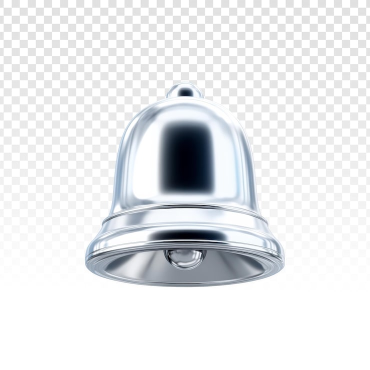 PSD gratuito icono de campana 3d plateada brillante