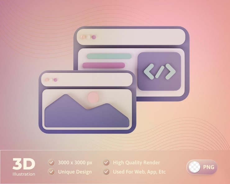 PSD gratuito icono de codificación de sitio web ilustración 3d