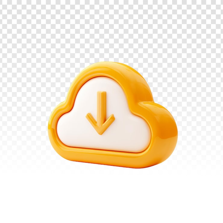 PSD gratuito icono de descarga de la nube 3d