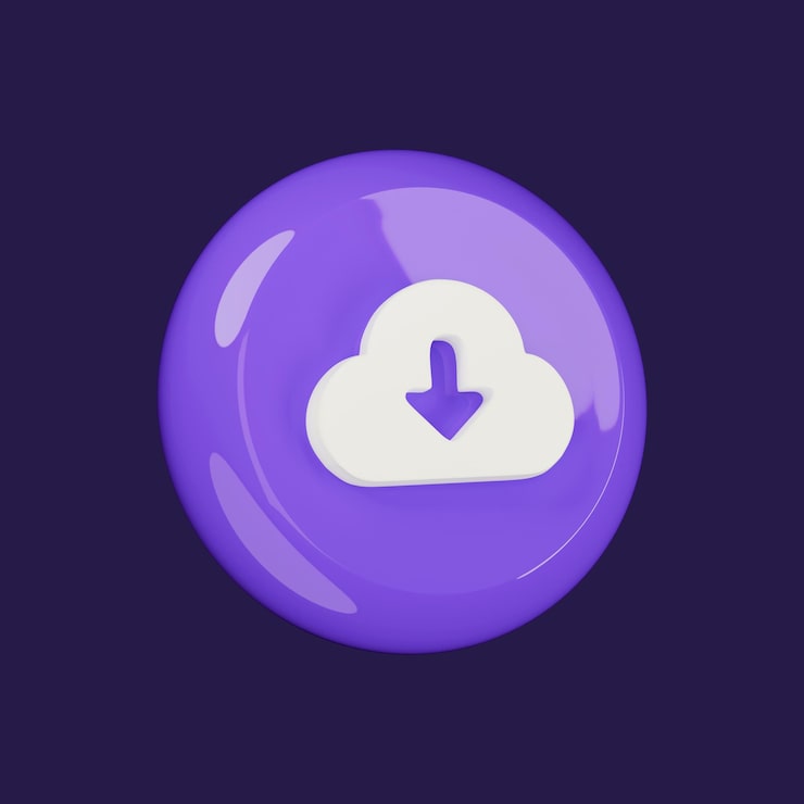 PSD gratuito icono de descarga en la nube estilo caricatura 3d