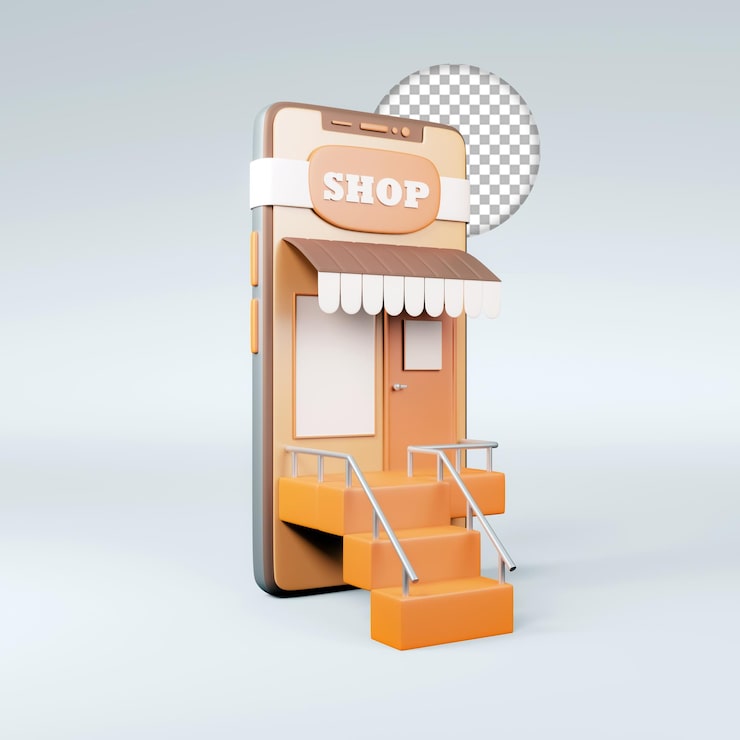 PSD Gratis ikon aplikasi belanja online ilustrasi render 3d terisolasi
