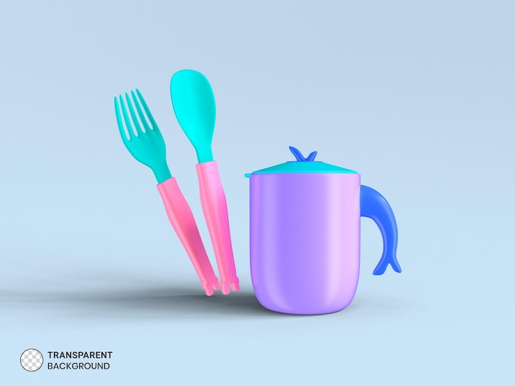 PSD Gratis ikon garpu dan sendok alat makan dapur terisolasi ilustrasi render 3d