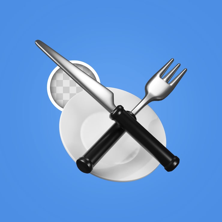 PSD gratuito ilustración 3d de cubiertos de comida