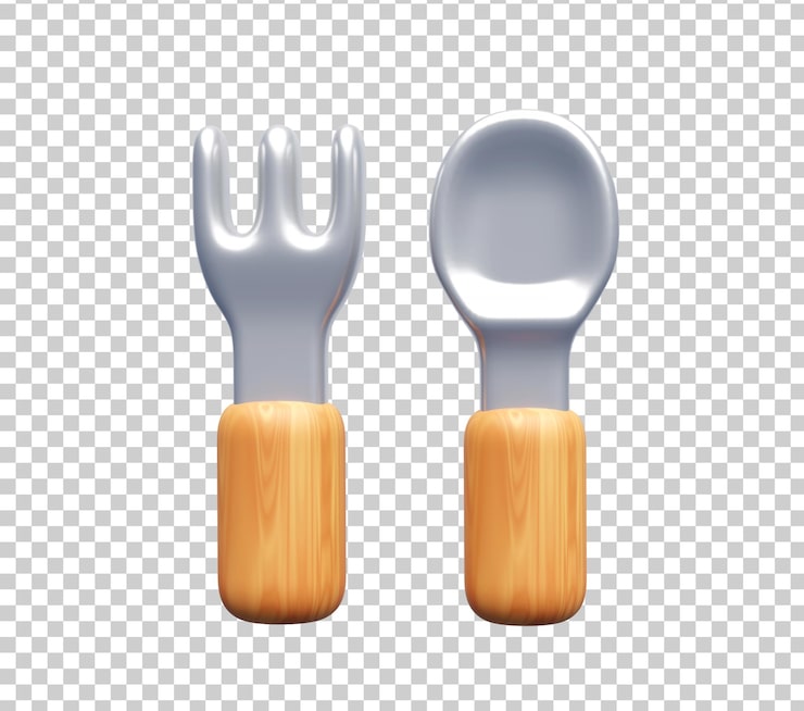 PSD gratuito ilustración 3d del icono de la herramienta de cocina de cuchara y tenedor