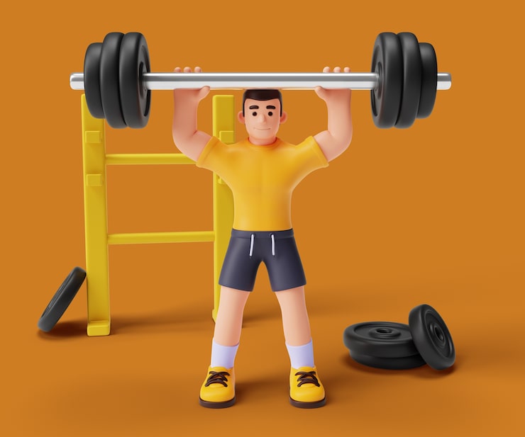 PSD gratuito ilustración 3d con personaje de entrenador personal de gimnasio
