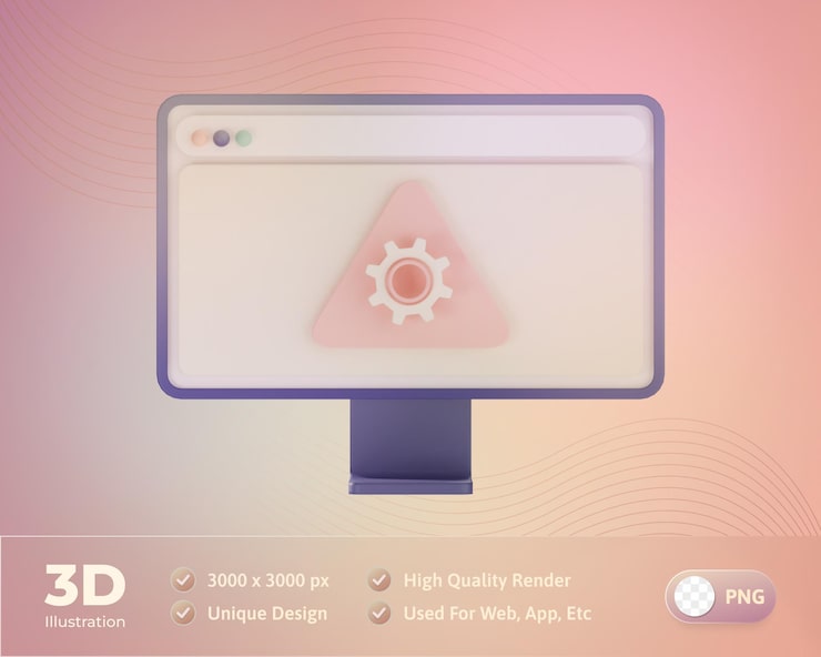 PSD gratuito ilustración 3d del sistema de error del icono del diseño web