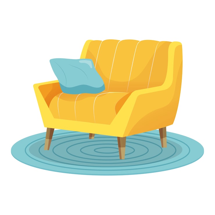 PSD gratuito ilustración de muebles de casa con sillón.