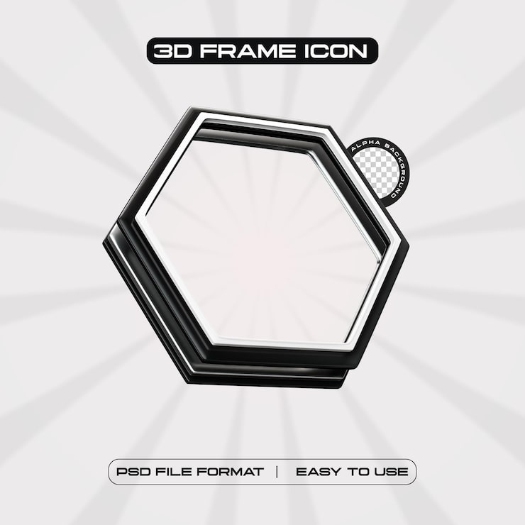 PSD gratuito ilustración de renderización 3d del cuadro de perfil de hexágono de las redes sociales