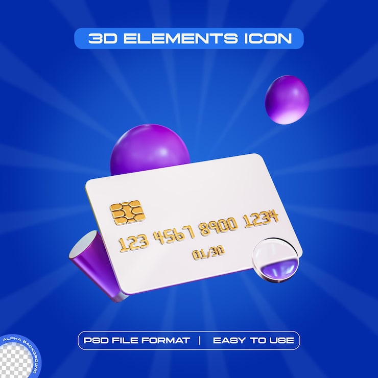 PSD gratuito ilustración de representación 3d aislada del icono de la tarjeta