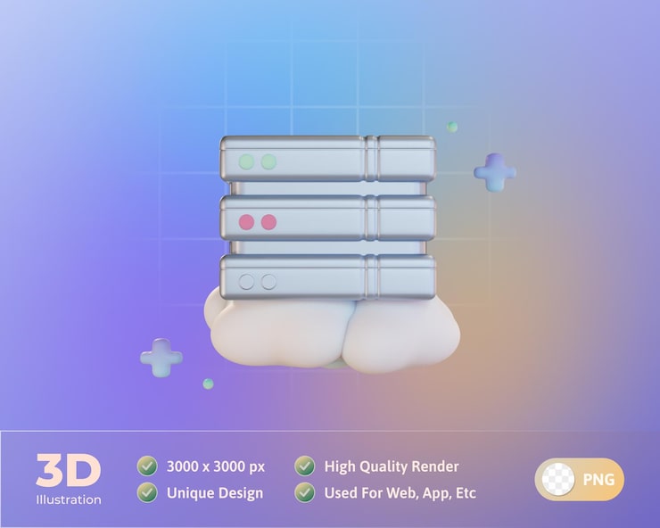 PSD Gratis ilustrasi 3d server penyimpanan cloud