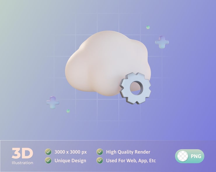 PSD Gratis ilustrasi 3d sistem awan