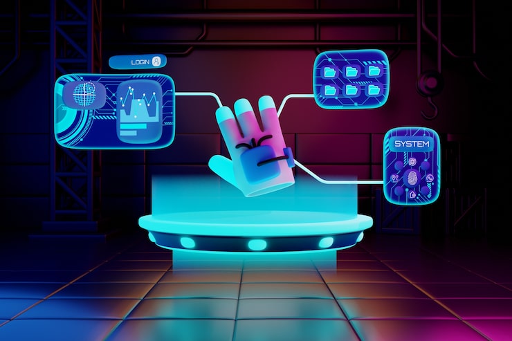 PSD Gratis ilustrasi futuristik metaverse neon