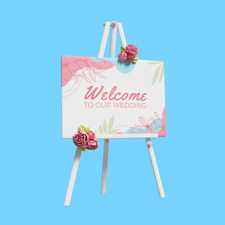 PSD Gratis ilustrasi pernikahan 3d dari plakat