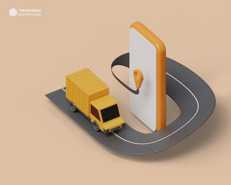 PSD Gratis ilustrasi render 3d latar belakang pengiriman ekspres pengiriman rumah