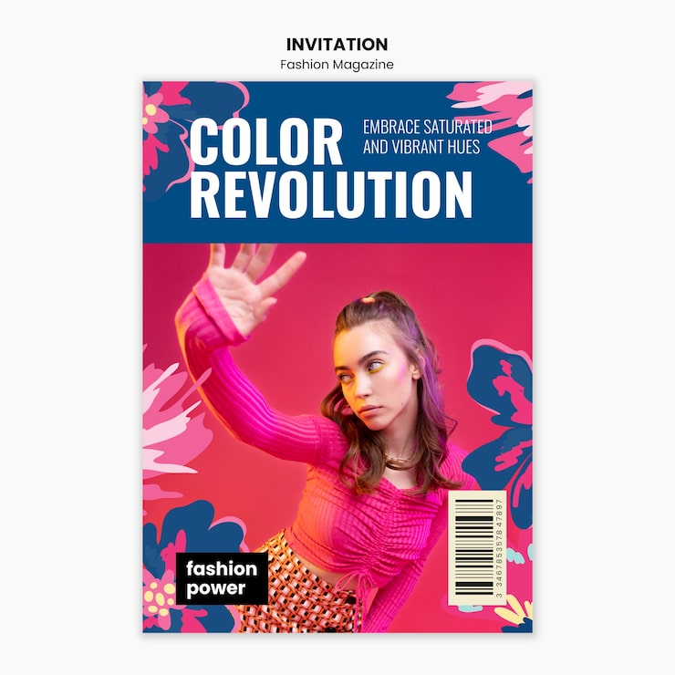 PSD gratuito invitación para una revista de moda de diseño plano