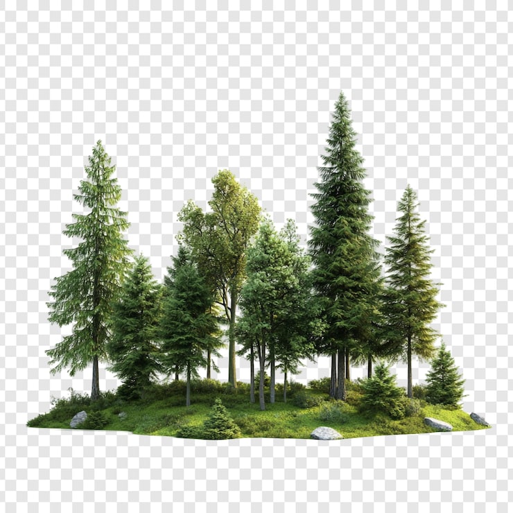 PSD gratuito la isla del bosque verde exuberante una representación en 3d de un bosque vibrante