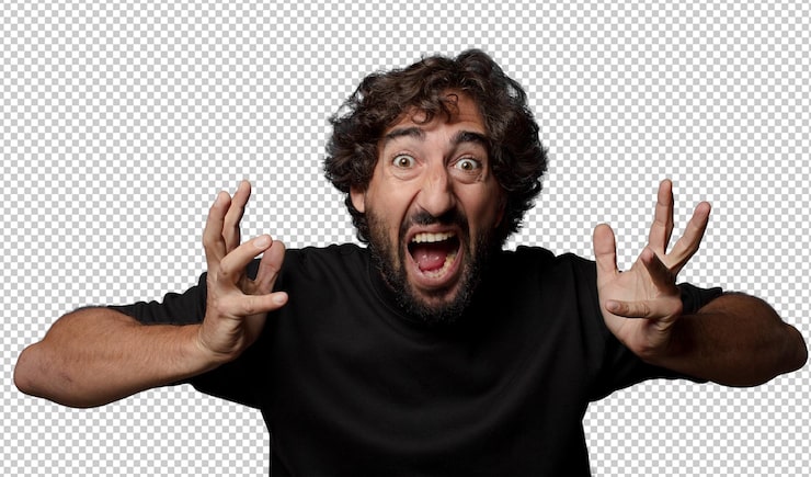 Gratis PSD jonge, bebaarde gekke man