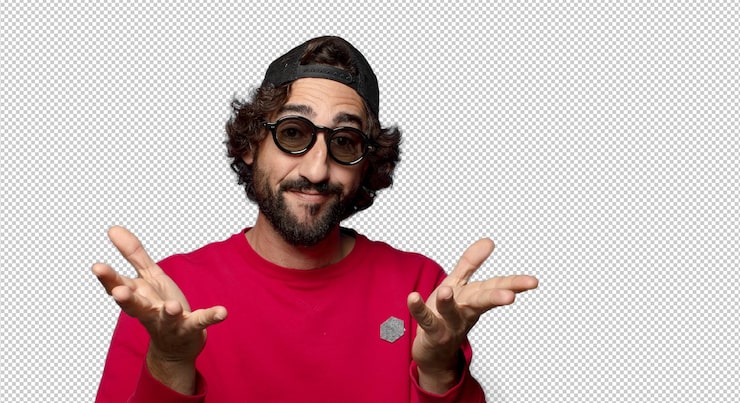 Gratis PSD jonge volwassen baarde man met pet en zonnebril