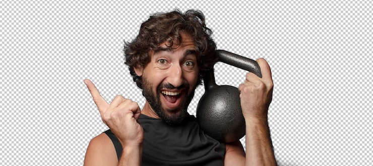 PSD gratuito joven barbudo loco hombre de fitness concepto deportivo