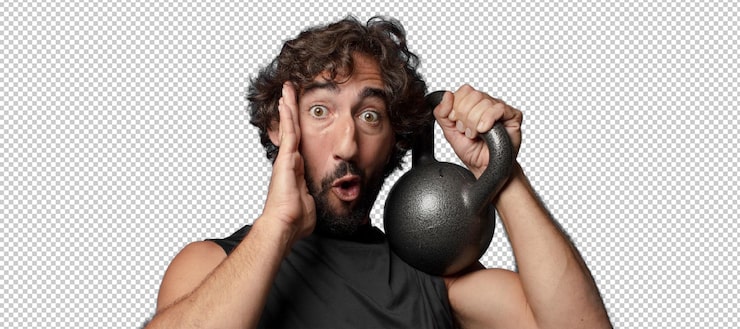 PSD gratuito joven barbudo loco hombre de fitness concepto deportivo