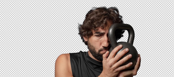 PSD gratuito joven barbudo loco hombre de fitness concepto deportivo