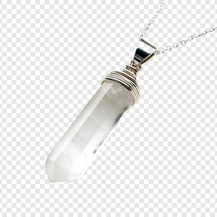 PSD Gratis kalung liontin kristal kuarsa bening yang elegan