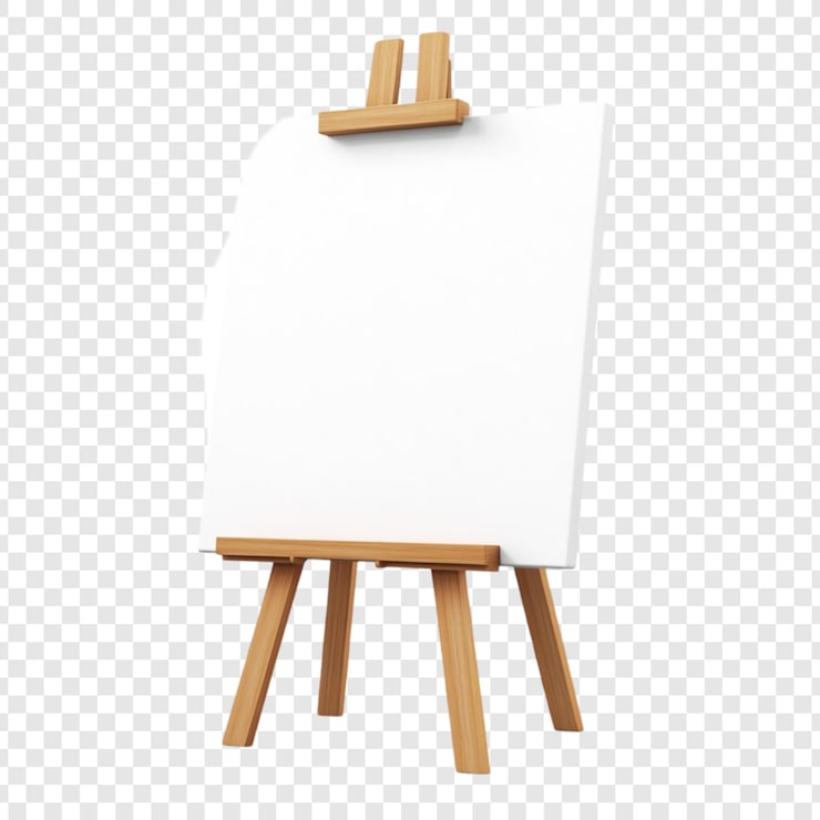 PSD Gratis kanvas kosong di atas easel kayu siap untuk kreasi seni yang menginspirasi kreativitas dan imajinasi