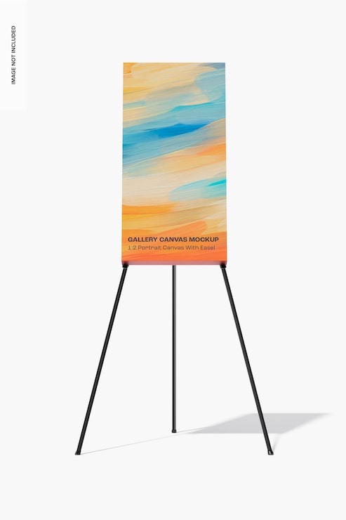 PSD Gratis kanvas potret 1:2 dengan mockup easel, tampilan depan