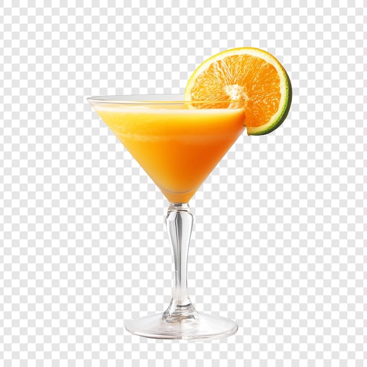 PSD Gratis koktail jeruk yang menyegarkan dalam gelas martini