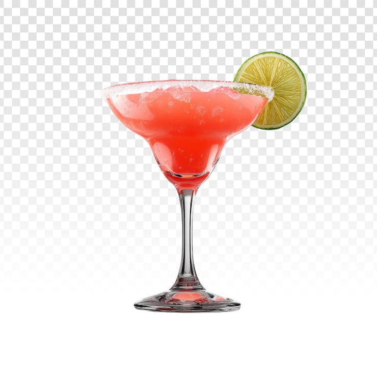 PSD Gratis koktail margarita merah muda menyegarkan dengan jeruk nipis dan bibir gelas bergaram