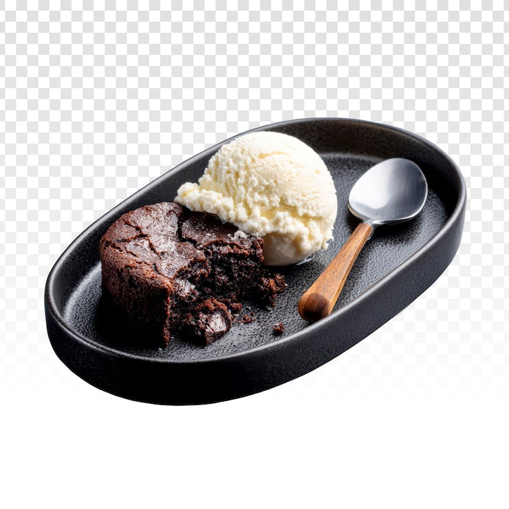 PSD Gratis kue lava cokelat yang lezat dengan es krim vanila