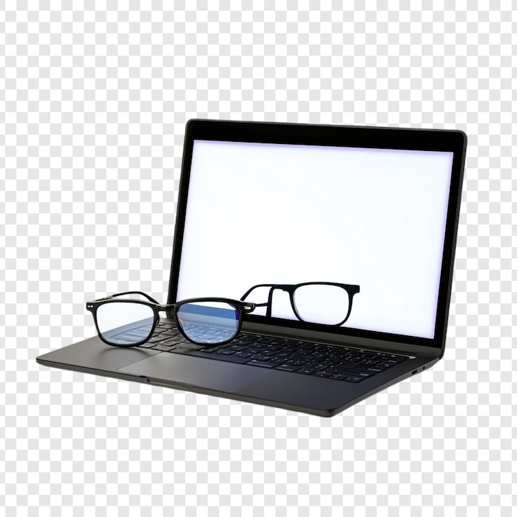 PSD gratuito laptop y gafas de bienestar digital