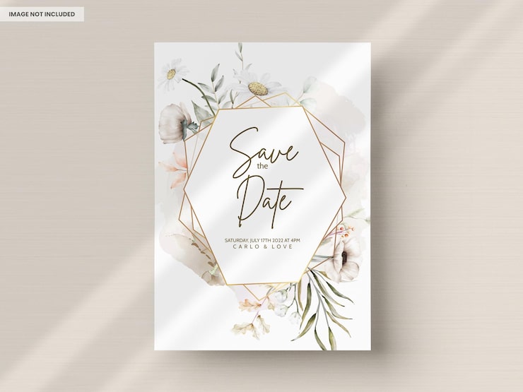 PSD gratuito mano elegante dibujo invitación de boda acuarela diseño floral