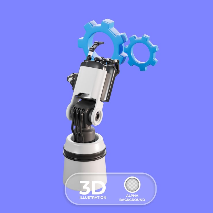 PSD gratuito mano robótica con engranajes de automatización ilustración 3d