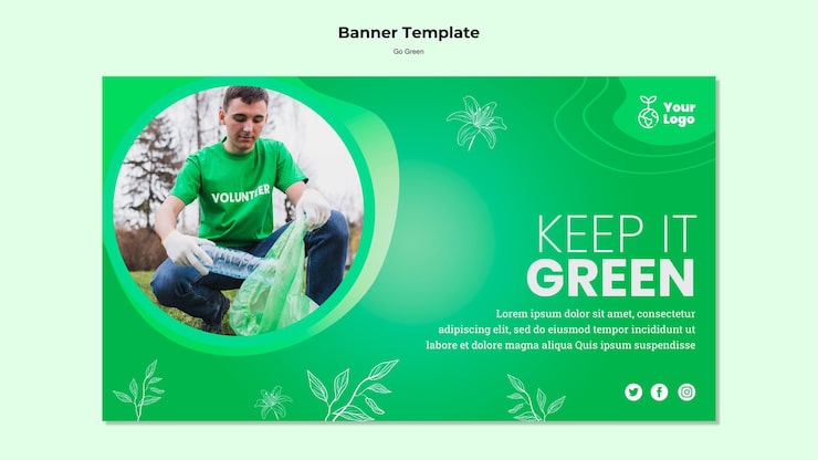 PSD gratuito mantieni il modello di banner verde