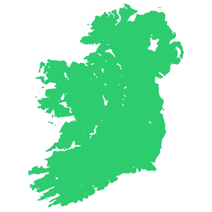 PSD gratuito mapa de irlanda aislado