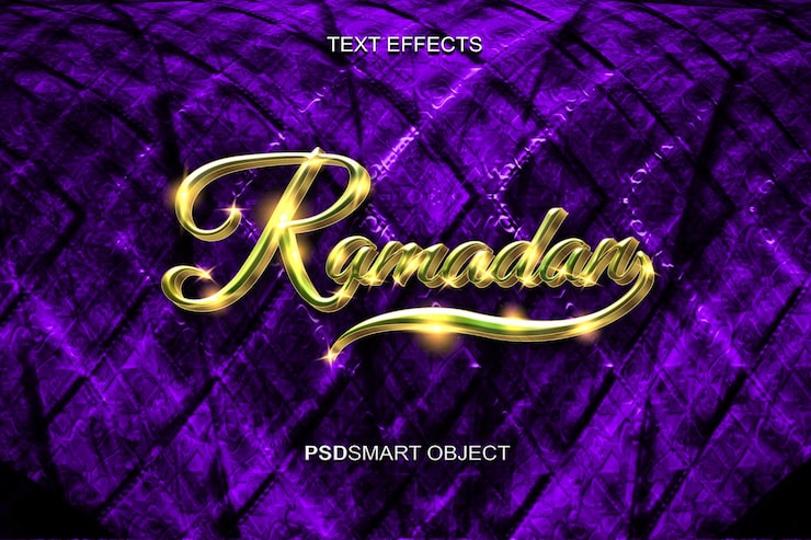 PSD gratuito maqueta de estilo de texto 3d de ramadan gold de lujo